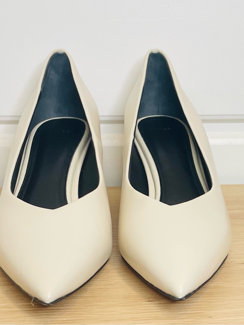 New Vince Cream Pointed-Toe Heels